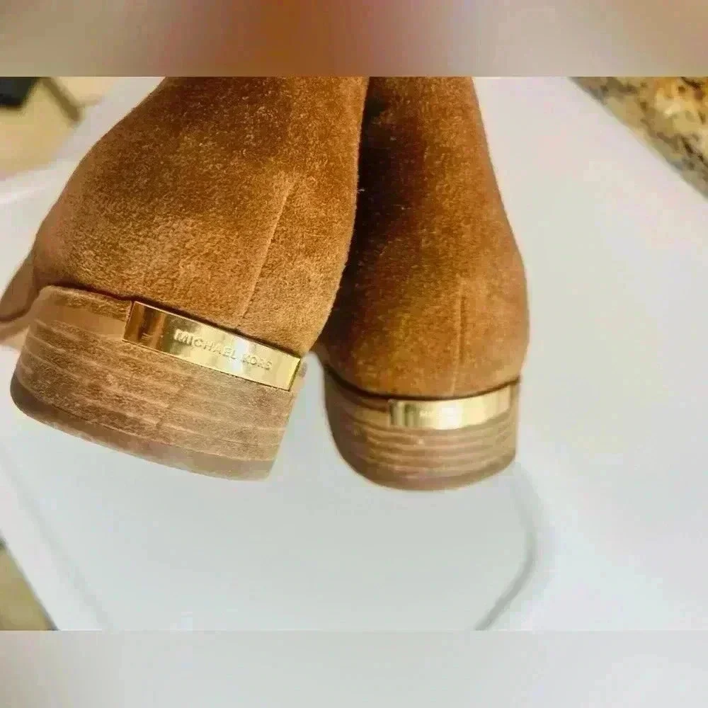 MICHAEL KORS Sunny Ankle Boots Leather Suede Booties Caramel Brown 8